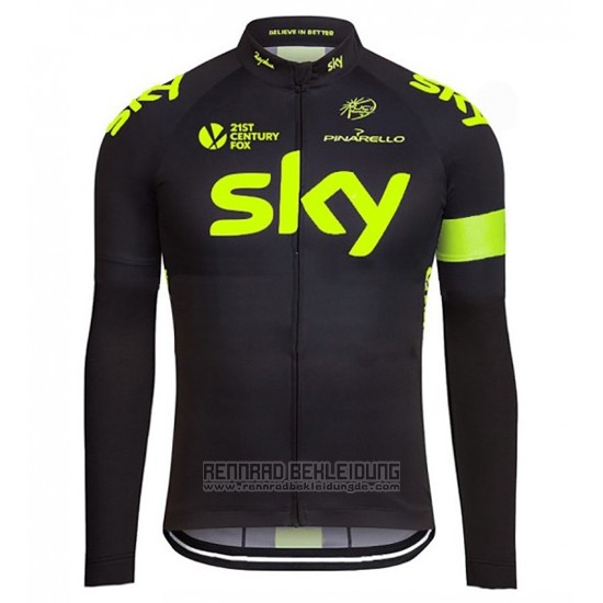 2016 Fahrradbekleidung Sky Grun und Shwarz Trikot Langarm und Tragerhose